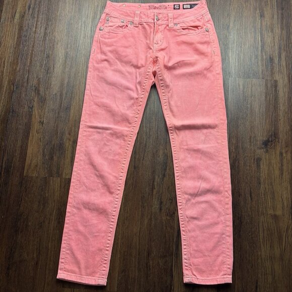 Miss Me Skinny Jeans Neon Pink Cross Sequins Women’s Size 29 - Picture 1 of 12